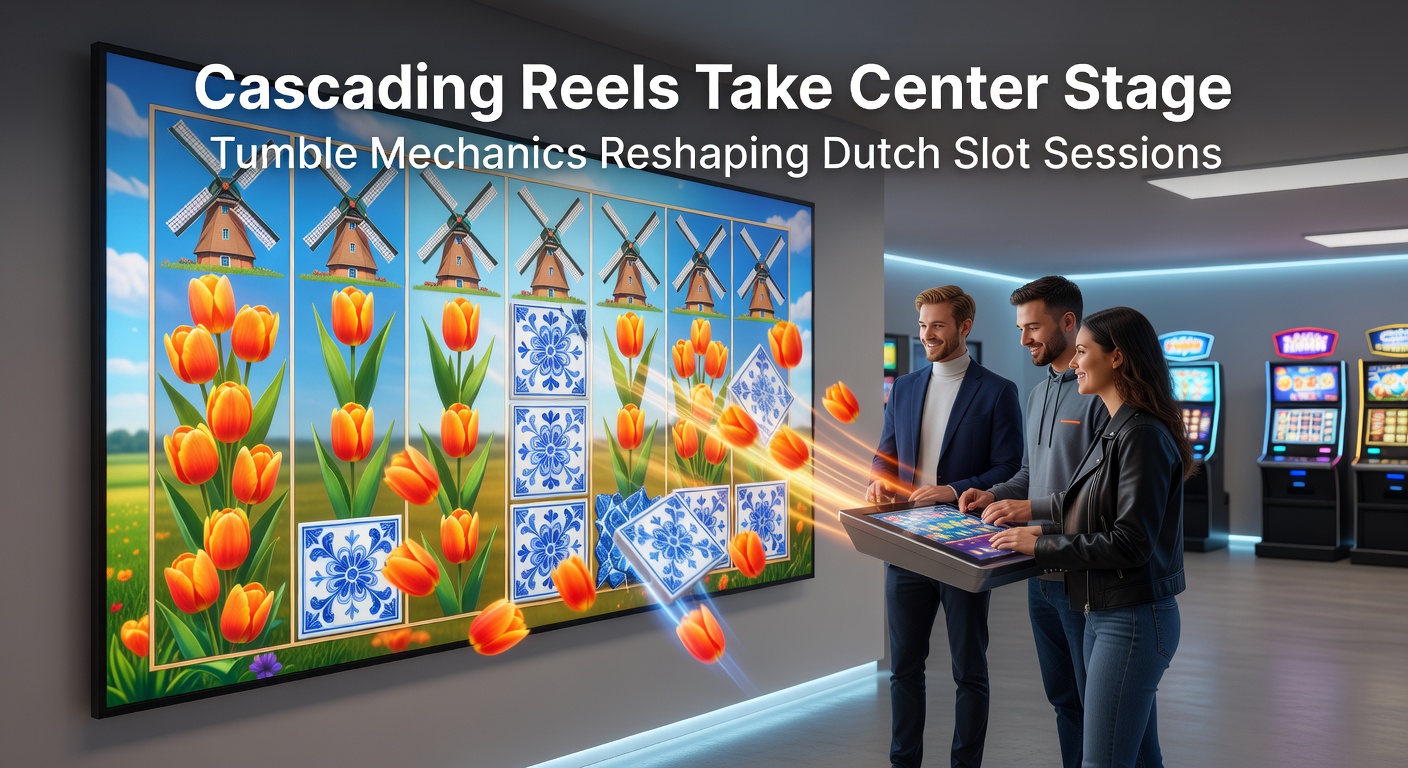 Dynamische weergave van een multi-tumble sequence in een populair Nederlands slot, met exploderende symbolen en groeiende multipliers
