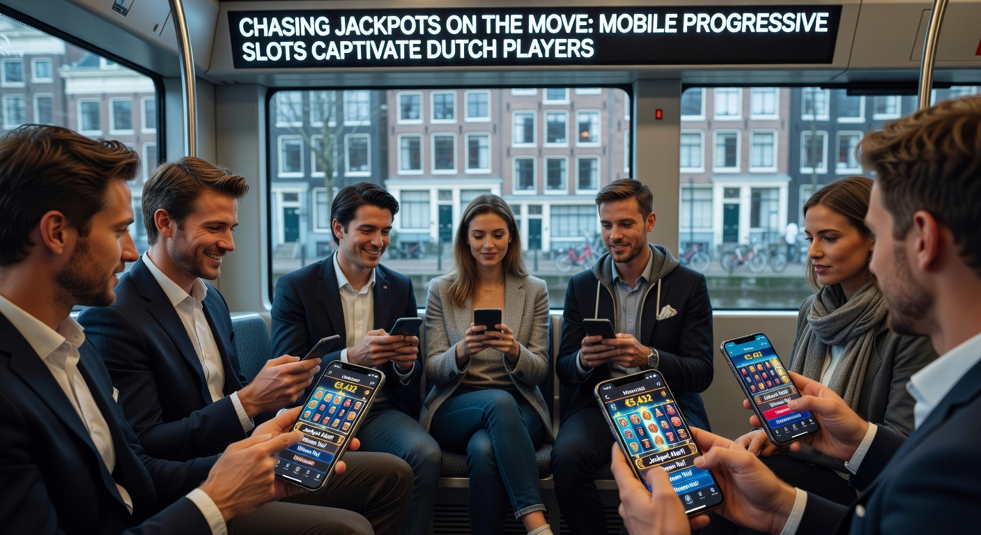 Diverse groep Nederlandse spelers viert mobiele jackpotwinst, smartphones oplichtend met confetti-effecten en groeiende meters
