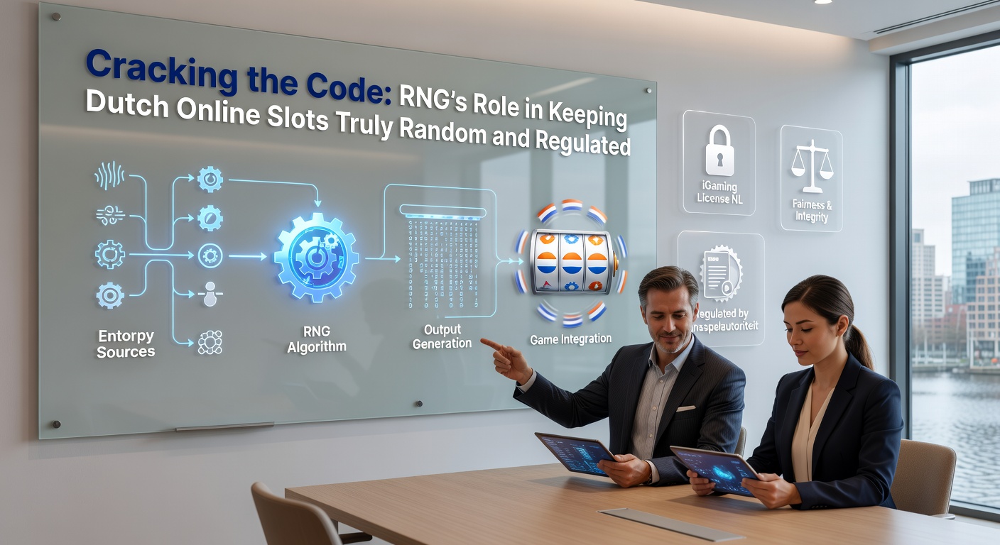Grafiek met KSA-regelgeving en RNG-certificering voor Nederlandse online casino's, inclusief testgrafieken en compliance-stempels