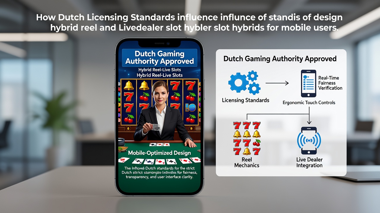 Hybride mobiele slot interface met reel en live dealer elementen onder Nederlandse licentie