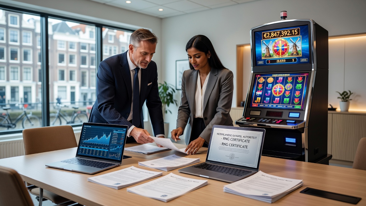 Illustratie van RNG-certificatieprocessen voor progressieve slots onder Nederlandse licenties